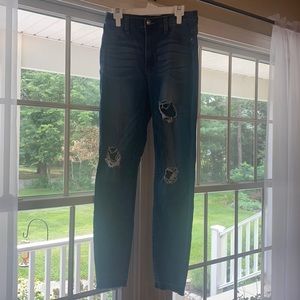 High rise distressed jeans